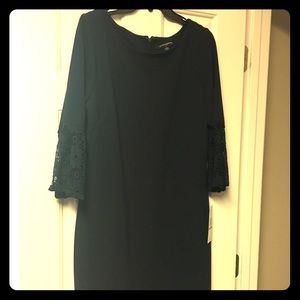 Navy blue dress with lace accent